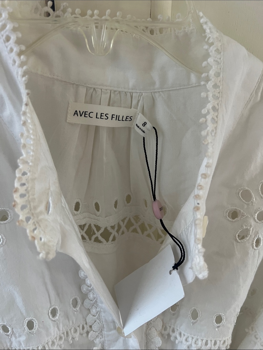 Avec Les Filles White Eyelet Long-Sleeve Button-Front Dress - Picture 12 of 12